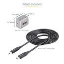 StarTech WCH1C30 USB-C Wall GaN Fast Charger Type C 110V-220V US NA Plug BLK-GRY