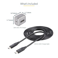StarTech WCH1C30 USB-C Wall GaN Fast Charger Type C 110V-220V US NA Plug BLK-GRY