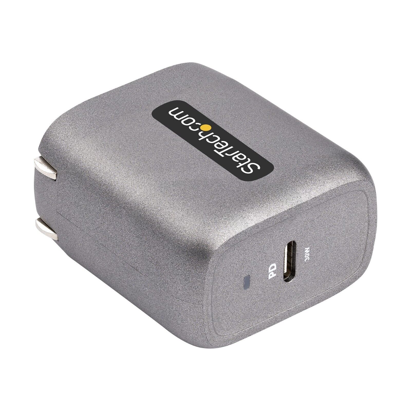 StarTech WCH1C30 USB-C Wall GaN Fast Charger Type C 110V-220V US NA Plug BLK-GRY