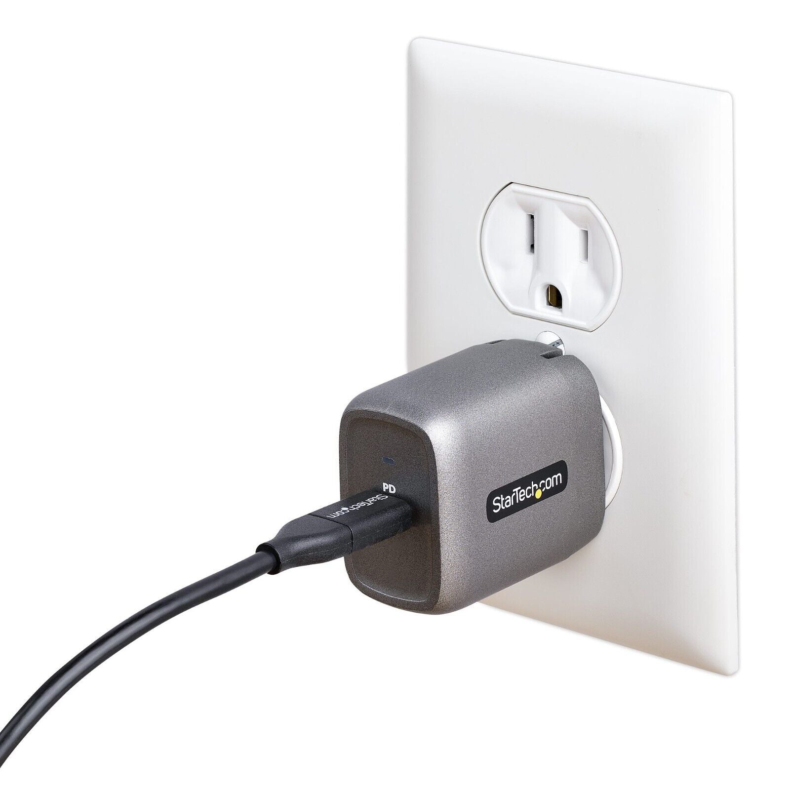 StarTech WCH1C30 USB-C Wall GaN Fast Charger Type C 110V-220V US NA Plug BLK-GRY