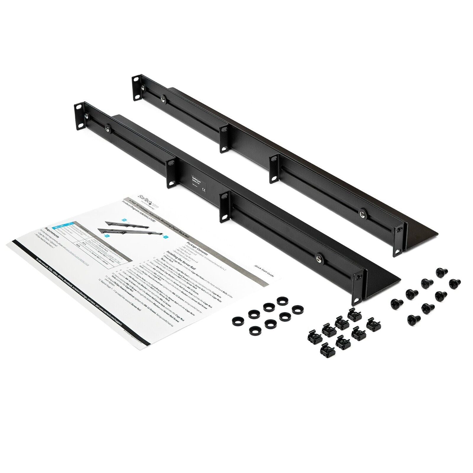 StarTech UNIRAILS1UB 1U 19" 4Post Server Rack Rails 24-36Inch Adjustable Depth
