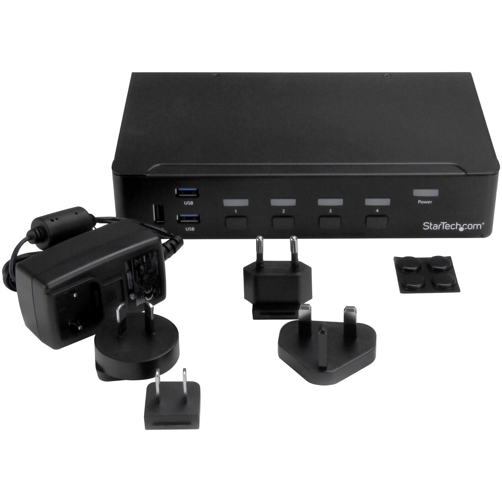 StarTech SV431DPU3A2 4 Port DP KVM Switch USB Audio 1U Mount w Power No Cables