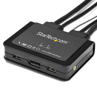 StarTech SV211DPUA4K 2 Port DisplayPort DP USB KVM Switch Audio w Cables Power