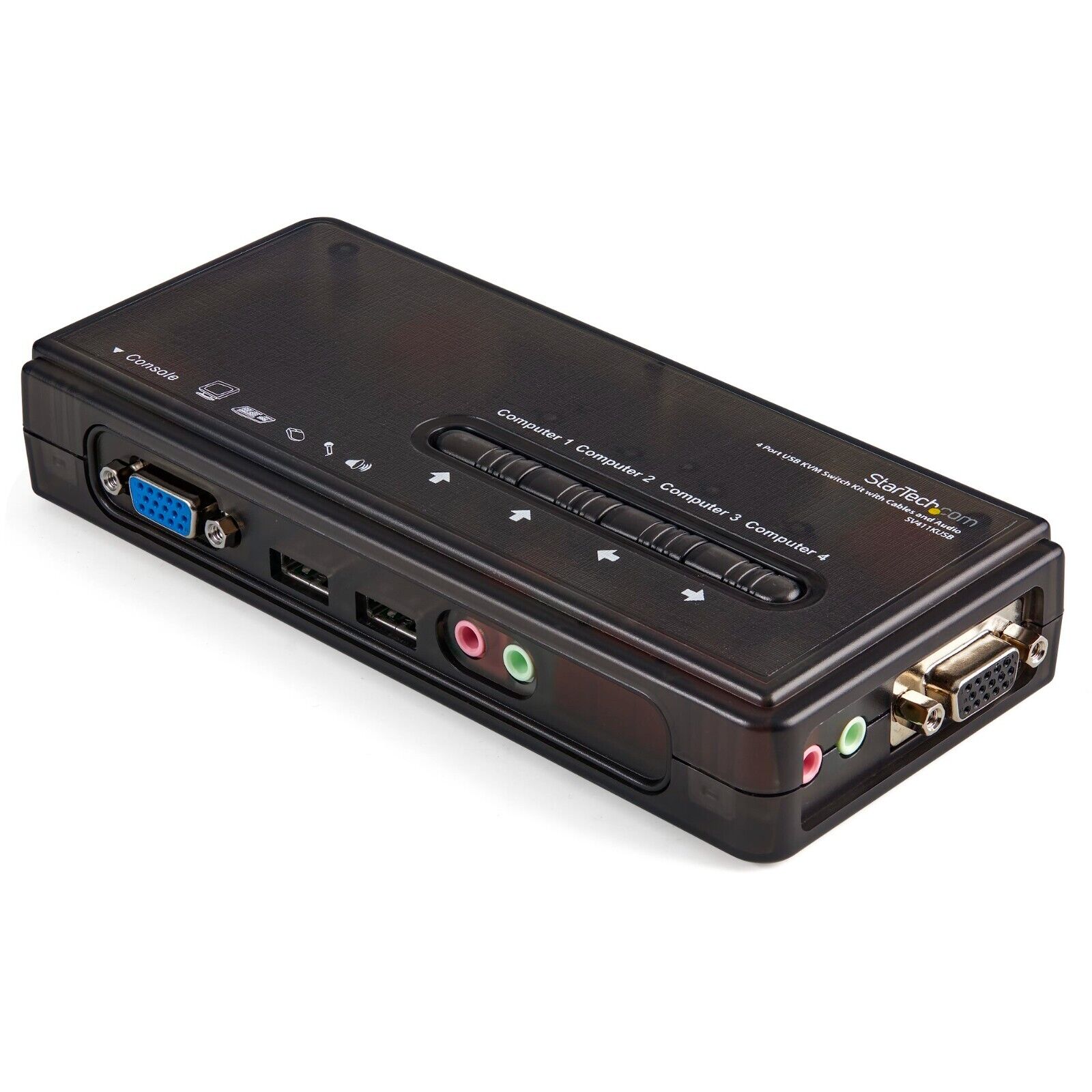 StarTech SV411KUSB 4 Port USB VGA 3.5mm Audio KVM Switch w Cables Included