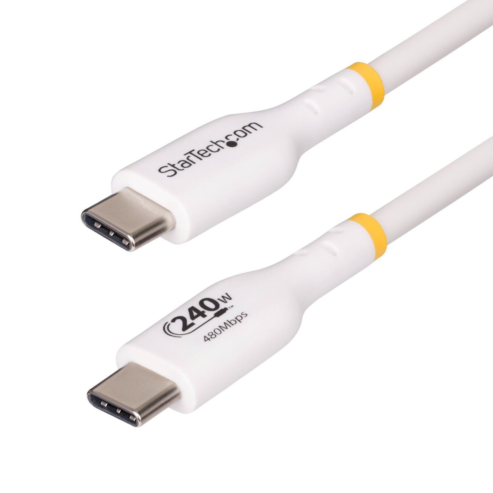 StarTech USB2EPR13FW 13Ft USB-C Cord IF-Cert 240W PD Charge Sync Data Cable WHTE