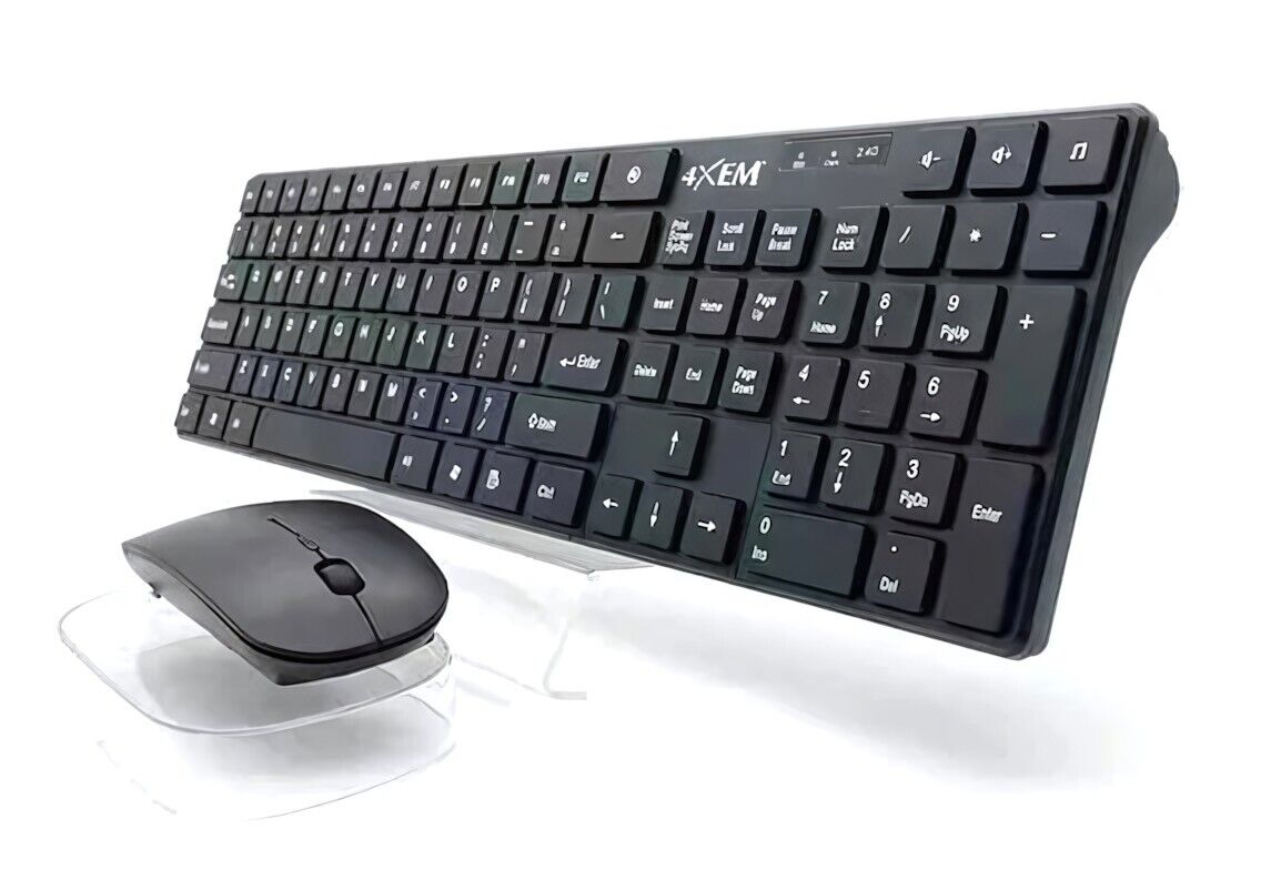 4XEM 4XWLSKMS1 Wireless Keyboard Ambi Mouse Water Resistant Combo LED Black