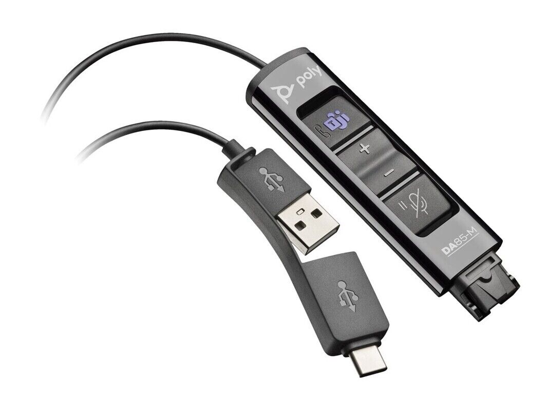 HP Poly 786C8AA DA85-M USB to QD Black Adapter TAA - USB Type A, USB Type C