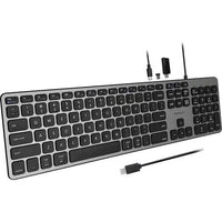 Macally UCZKEYHUBACSG 107 Keys Keyboard w USB-A/C HUB ChromeOS PC MAC Space Gray