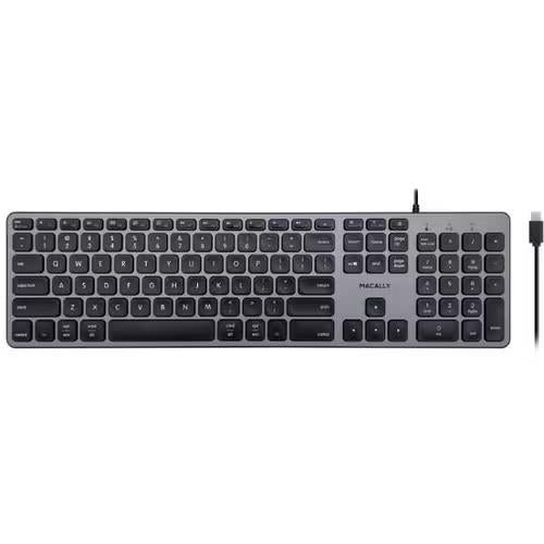 Macally UCZKEYHUBACSG 107 Keys Keyboard w USB-A/C HUB ChromeOS PC MAC Space Gray