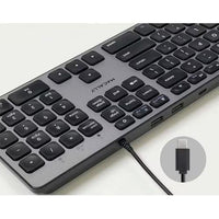 Macally UCZKEYHUBACSG 107 Keys Keyboard w USB-A/C HUB ChromeOS PC MAC Space Gray