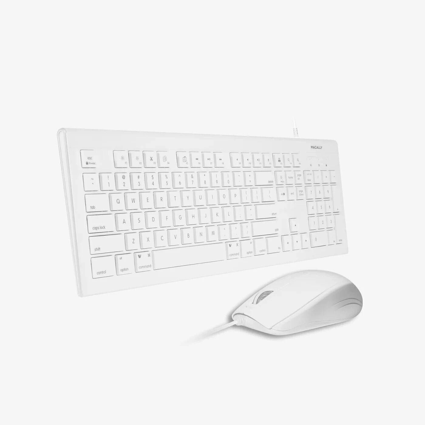 Macally MKEYECOMBO Standard USB 104-Key Keyboard & 1000dpi Mouse for MAC White