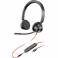 HP Poly 8X221AA Blackwire 3325 Stereo USB-C Headset +3.5mm Plug +USB-C/A Adapter