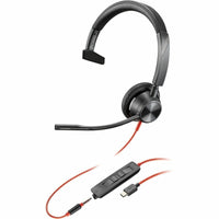 HP Poly 8X217AA Blackwire 3315 Monaural USB-C Headset+3.5mm Plug+USB-C/A Adapter