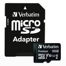 Verbatim 44082 16GB Premium microSDHC Memory Card w Adapter UHS-I V10 U1 Class10