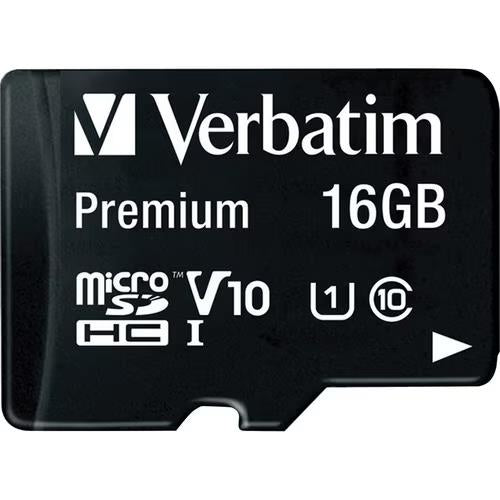 Verbatim 44082 16GB Premium microSDHC Memory Card w Adapter UHS-I V10 U1 Class10