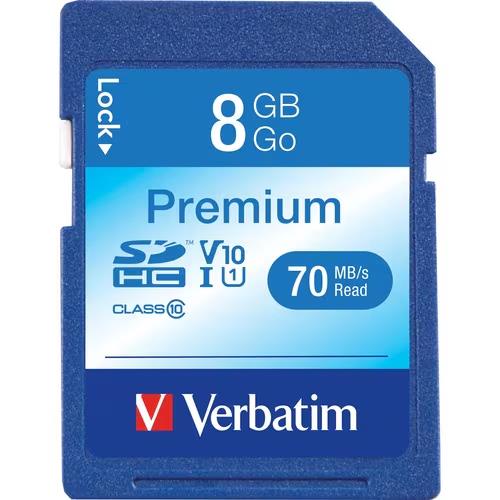 Verbatim 96318 8GB Premium SDHC Memory Card UHS-I V10 U1 Class 10 SD 70MB/s