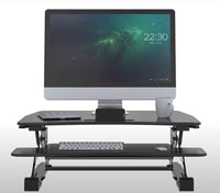 Amer Mounts EZRISERPRO 36" Sit Stand Desk w Keyboard Mouse Deck 2 Tier Black