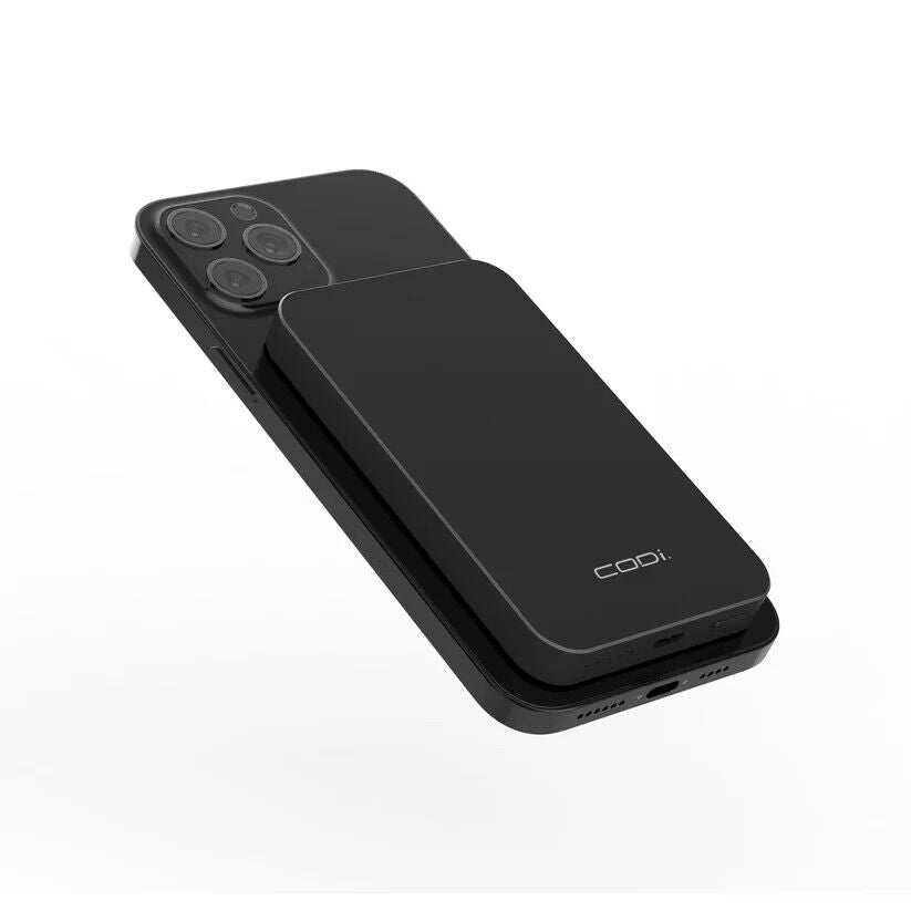Codi PB005-CW 5000mAh Magnetic Wireless Wired Charging Power Bank w LED Black