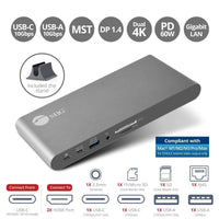 SIIG JU-DK0N11-S1 USB-C Dual Video MST Docking Station w 60W PD Charging RJ45 SD