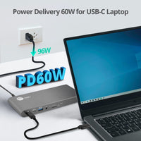 SIIG JU-DK0N11-S1 USB-C Dual Video MST Docking Station w 60W PD Charging RJ45 SD