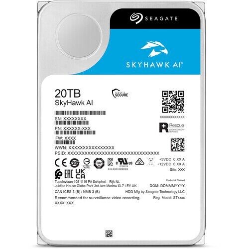 Seagate ST20000VE003 Skyhawk AI 20TB 3.5" Hard Drive SATA 6Gb/s Helium Brown Box