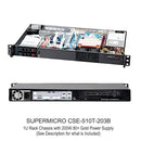 Supermicro CSE-510T-203B 1U mITX ATX Chassis 2x 2.5 SAS/SATA 200W Power Supply