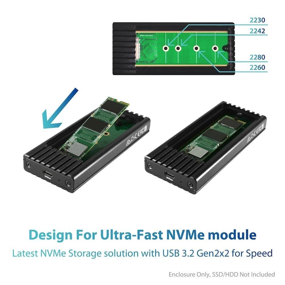 Vantec NST-230C3-BK NexStar SX M.2 NVMe SSD to USB 3.2 Type C Black Enclosure