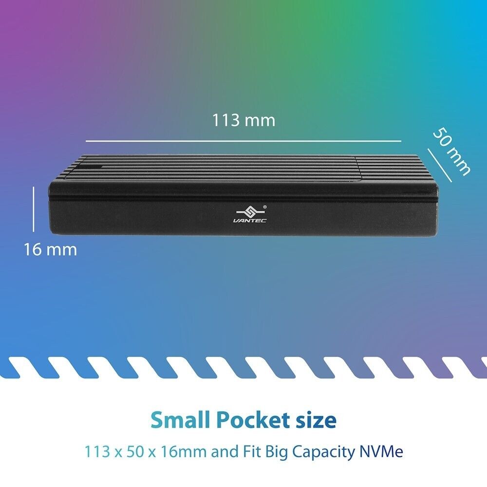 Vantec NST-230C3-BK NexStar SX M.2 NVMe SSD to USB 3.2 Type C Black Enclosure