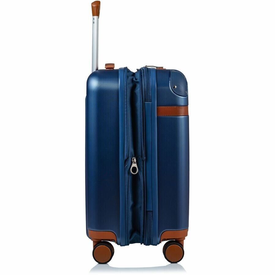 CHAMPS S1016C-NAVY Vintage Hardside Carry-On TSA Lock 360-Wheel USB Port Navy