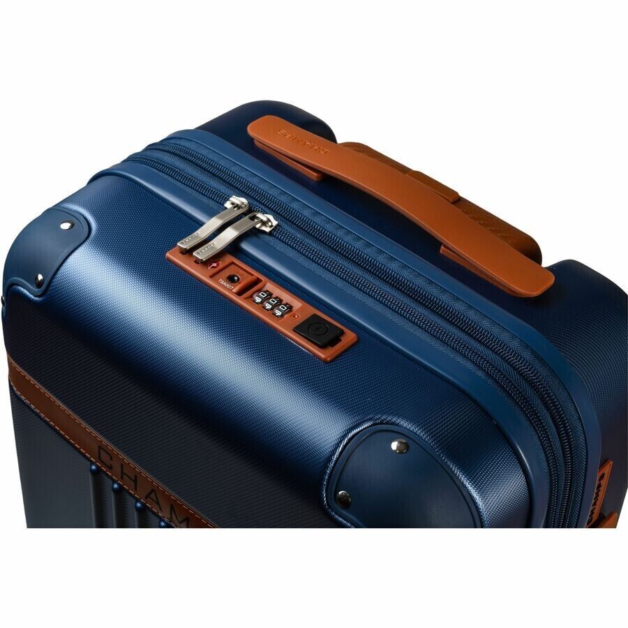 CHAMPS S1016C-NAVY Vintage Hardside Carry-On TSA Lock 360-Wheel USB Port Navy