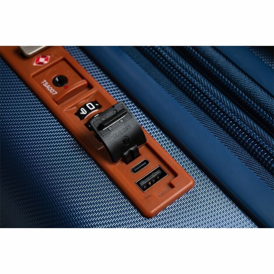 CHAMPS S1016C-NAVY Vintage Hardside Carry-On TSA Lock 360-Wheel USB Port Navy