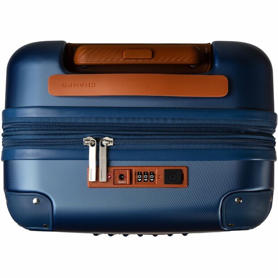 CHAMPS S1016C-NAVY Vintage Hardside Carry-On TSA Lock 360-Wheel USB Port Navy