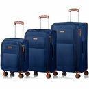 CHAMPS C5010-NAVY Classic 3-Pc Softside Luggage Set TSA Lock 360-Wheel Navy Blue