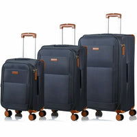 CHAMPS C5010-GREY Classic 3-Pc Softside Luggage Set TSA Lock 360-Wheel Grey