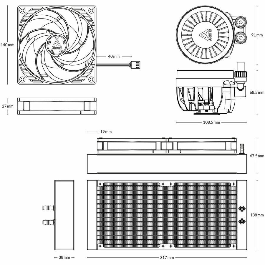 Arctic ACFRE00135A Liquid Freezer III 280 Cooling Fan/Radiator/Pump 2 x Fan(s)