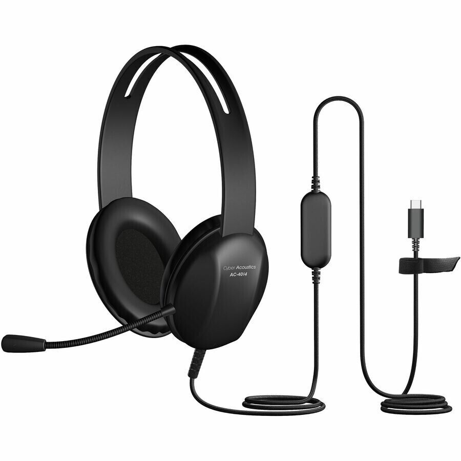 Cyber Acoustics AC-4014 Stereo USB-C Over the Head Headset w Boom Mic 6Ft Cord