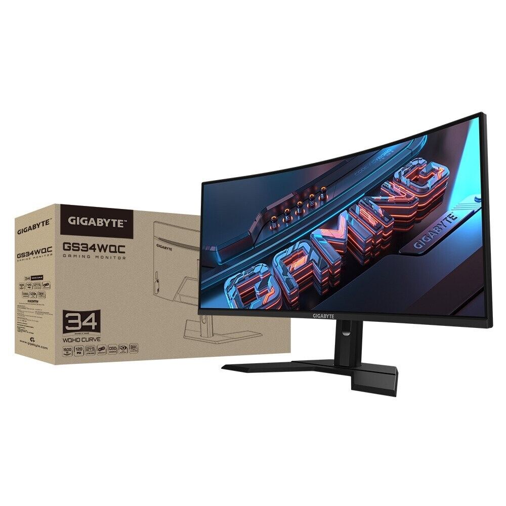Gigabyte GS34WQC US1 34" VA Curved Gaming Monitor WQHD 3440x1440-120Hz/OC 135Hz