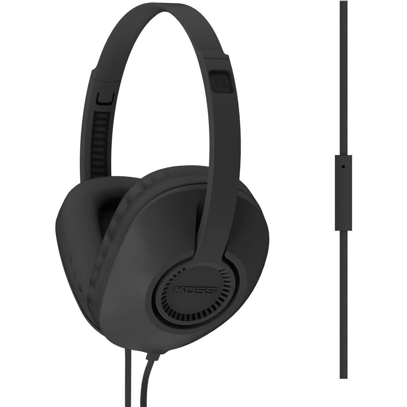 KOSS 195083 UR23i 4Ft Over the Head Stereo Headset On-Cable Mic 3.5mm Wire Black