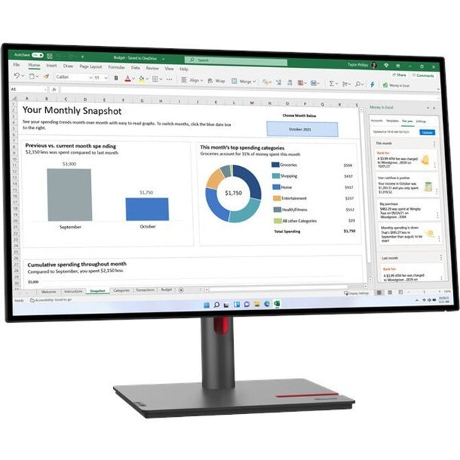 Lenovo 63A1ZAR1US ThinkVision P27h-30 27" WQHD Monitor 16:9 2560x1440 HDI- DP