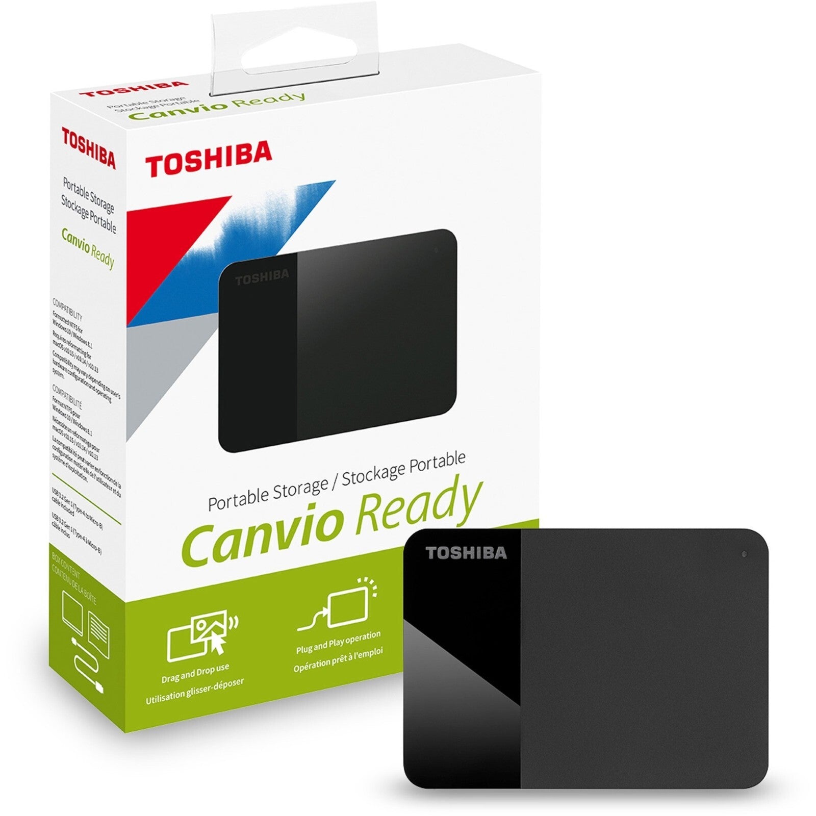Toshiba HDTP310XK3AA Canvio Ready 1 TB Portable Hard Drive - External - Black