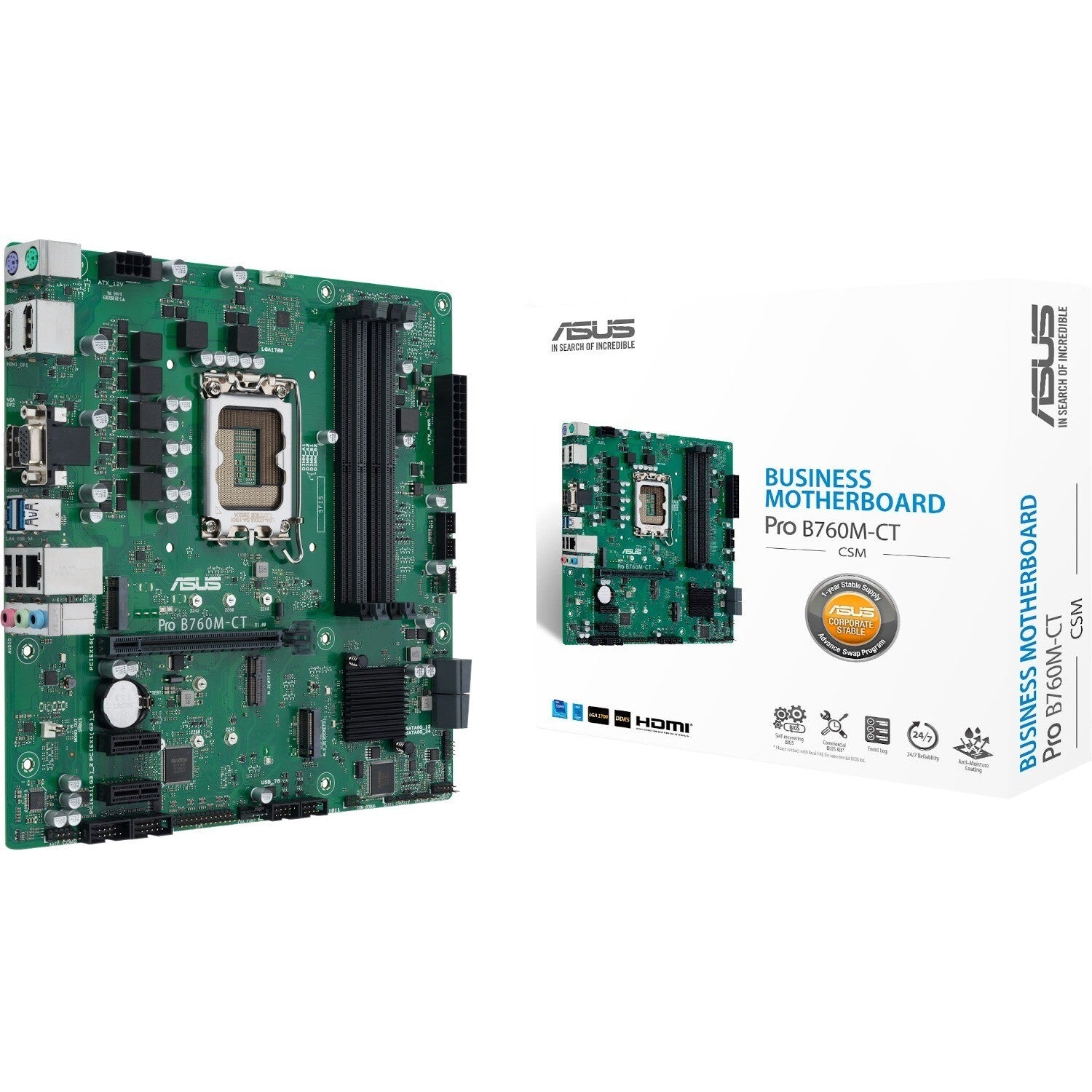 Asus PRO B760M-CT-CSM Industrial Motherboard Intel B760 Chipset Socket LGA-1700