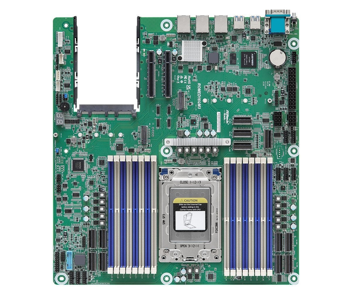 Asrock ROMED16QM3 EEB Single Socket SP3 LGA4094 SoC Chipset Server Motherboard