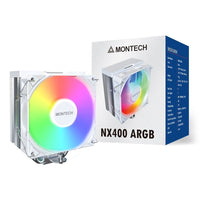 MONTECH NX400ARGBW NX400 ARGB CPU Air Cooler Single Tower, 4 Advanced Heat Pipes
