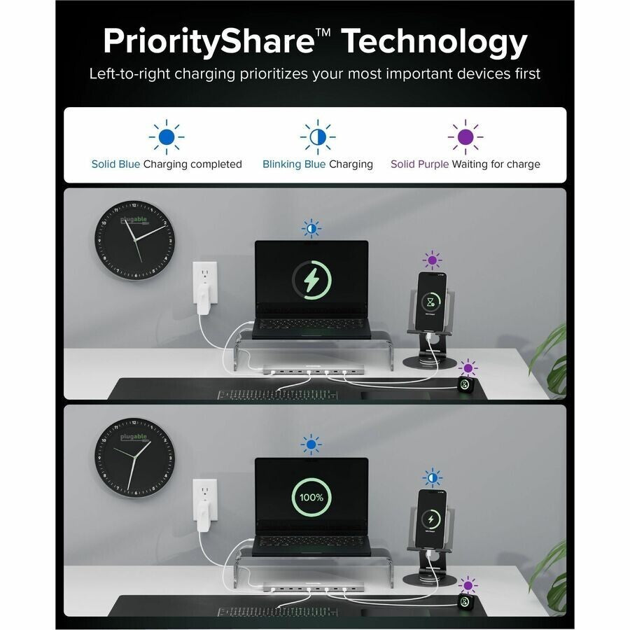 Plugable PS-10CC 10 Port USB-C 100W Charging Station Priority Charging Ports