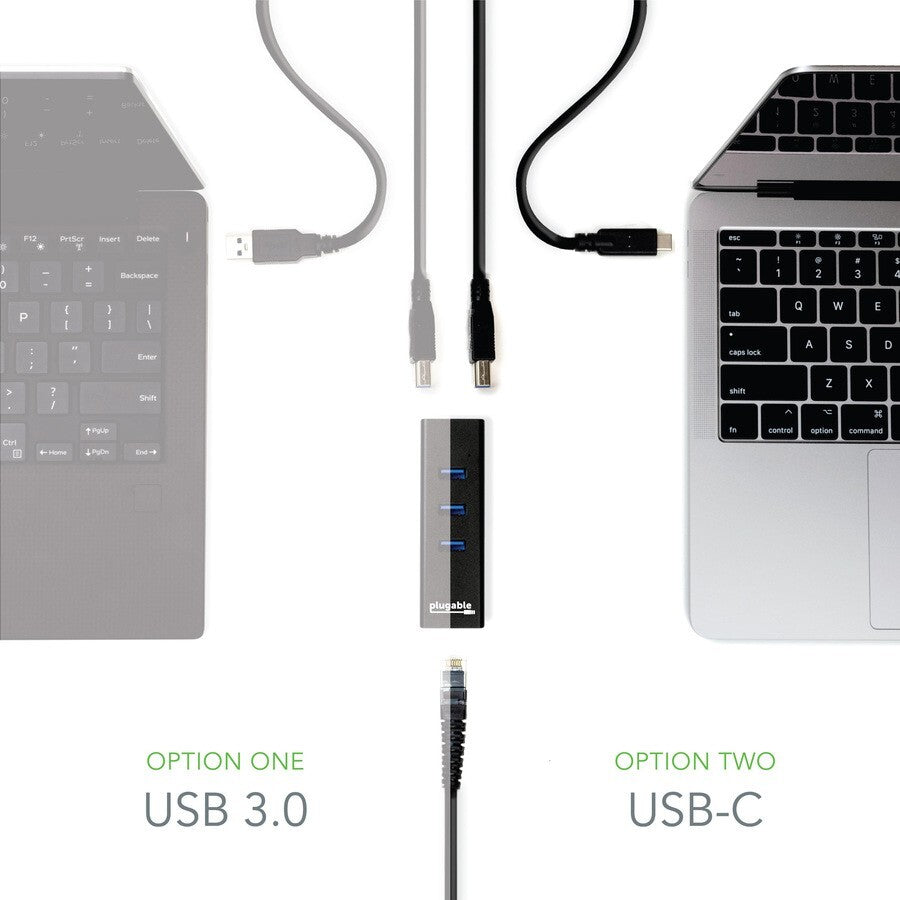 Plugable USB3-HUB3ME 3 Port USB Hub 3.0 Bus Powered Hub With Gigabit Ethernet
