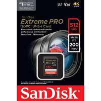 Sandisk SDSDXXD-512G-ANCIN Extreme PRO Class 3 512GB SDXC Memory Card 200Mbps