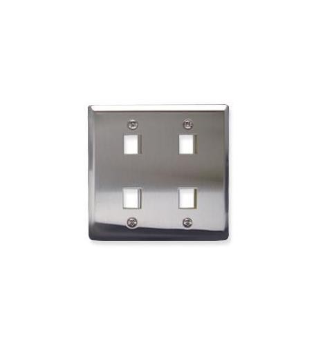 ICC ICC-IC107DF4SS FACEPLATE- STAINLESS STEEL-2-GANG-4-PORT