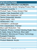 StarTech 238A-PRIVACY-SCREEN 23.8-inch 16:9 Computer Monitor Privacy Screen