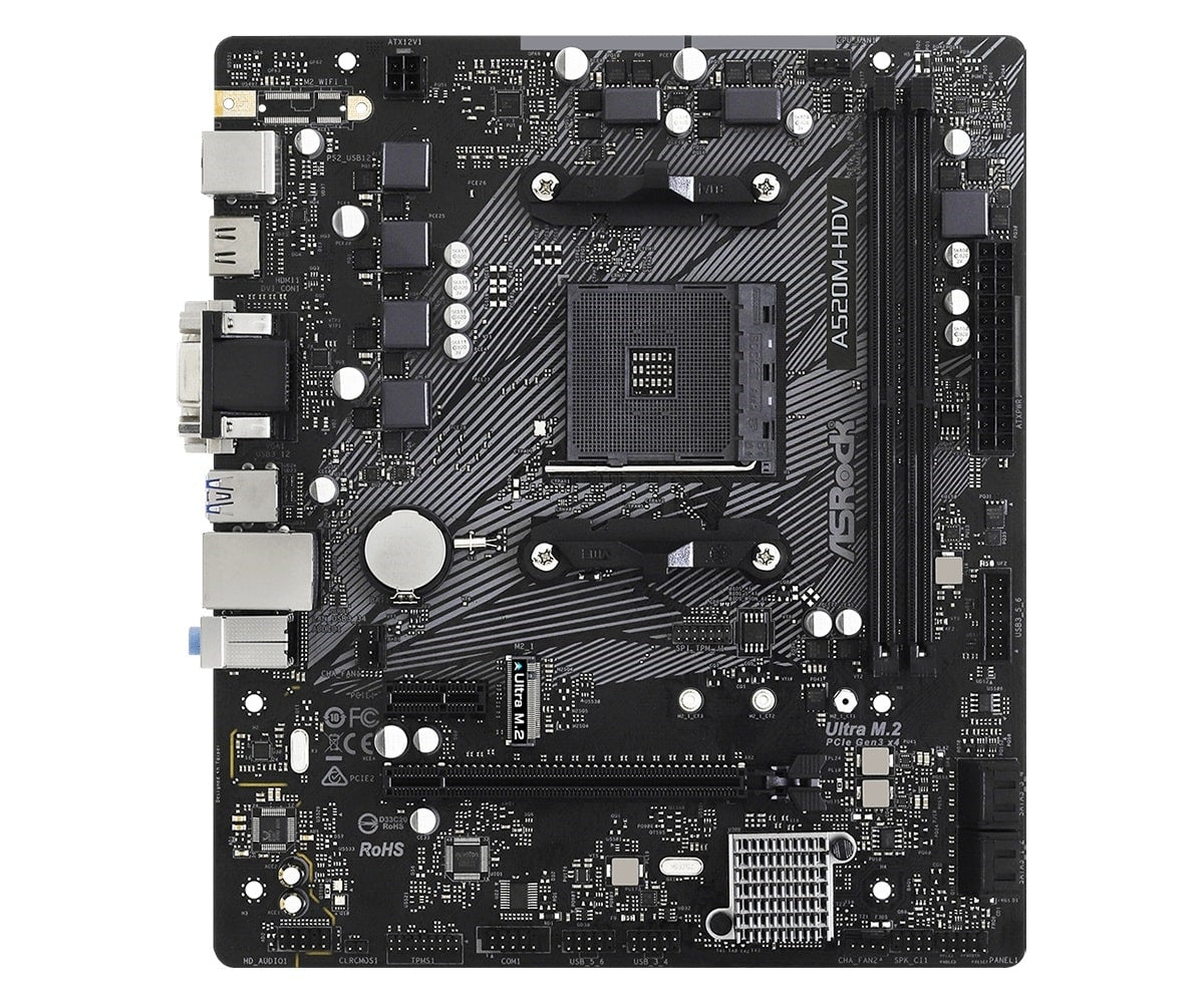 ASRock A520M-HDV AMD AM4 Micro ATX DDR4 PCIE HDMI DVID Dsub SATA Motherboard