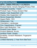 StarTech 2469A-PRIVACY-SCREEN 24-inch 16:9 Computer Monitor Privacy Screen